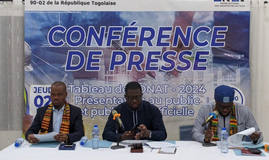 TOGO: l’ONAT publie le Tableau des architectes habilités à exercer la profession au Togo en 2024