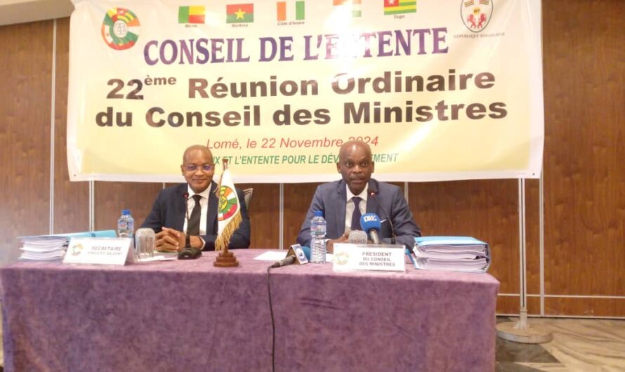 Conseil de l’Entente : Ouverture de la 22ème réunion ordinaire des Ministres à Lomé